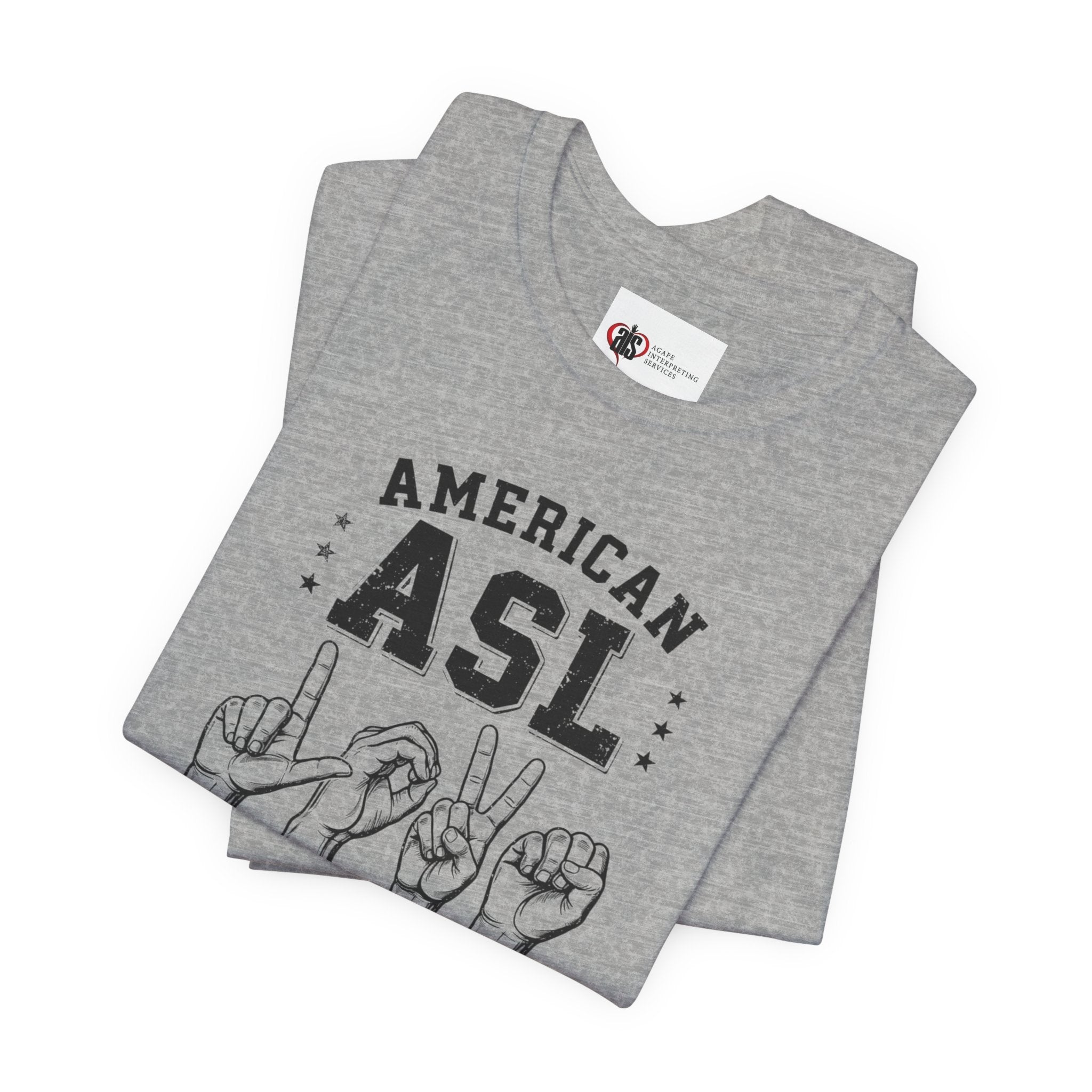 Men ASL American Sign Language Hand Sign Graphic Tee – Minimalist Black & White Design