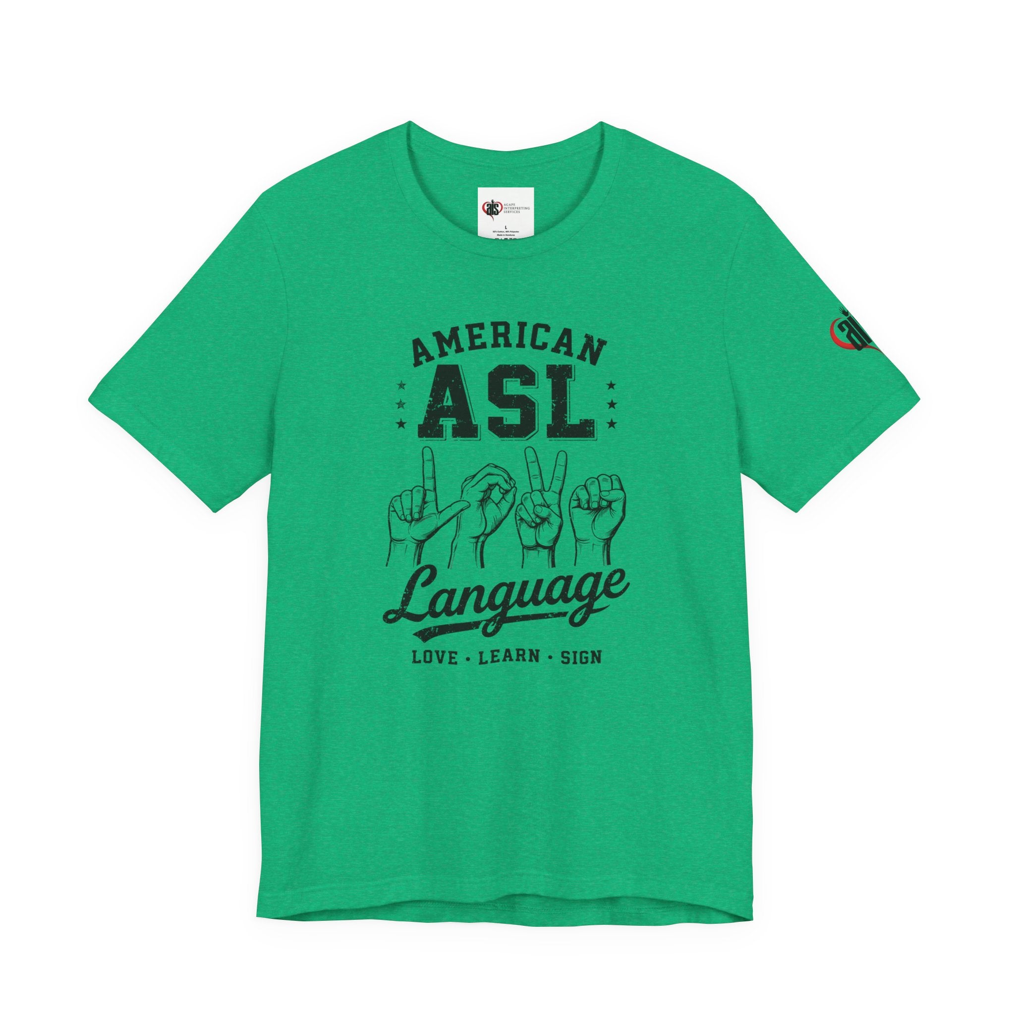 Men ASL American Sign Language Hand Sign Graphic Tee – Minimalist Black & White Design