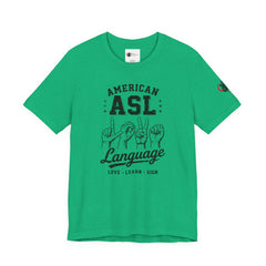 Men ASL American Sign Language Hand Sign Graphic Tee – Minimalist Black & White Design